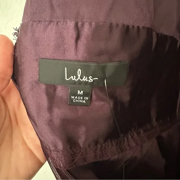 Lulu's Deep V-Neck Plum Long Sleeve Dress - Picture 6 of 7